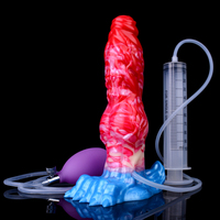 Fantasy Squirting Dog Knot Dildo Éjaculant Godes roses avec de puissantes ventouses mains libres Godes gonflés d'animaux simulés