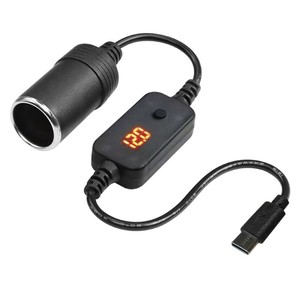 อะแดปเตอร์แปลงไฟ Type C เป็นที่จุดบุหรี่ในรถยนต์ 12V ปรับแรงดันไฟได้ 5V 9V 15V 20V USB สำหรับแล็ปท็อป เราเตอร์ สายชาร์จเร็ว - Product Image 5