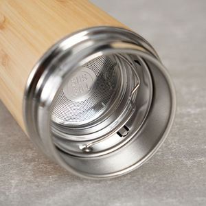 Custom Bamboo Stainless Steel Vacuum Thermal Insulation Reusable Travel Coffee <b>Cup</b> With Handle Wholesale - Product Image 5