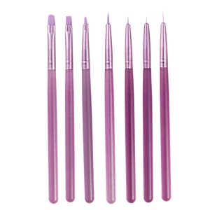 Pinceaux à ongles ronds plats pour nail art, manche violet, poils en nylon durables, pour la décoration et la peinture des ongles, ensemble de pinceaux de manucure - Product Image 5