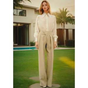 ราคาที่ดีที่สุดสำหรับผู้หญิงกางเกงผ้าไหมแบบชนบทคลาสสิกหรูหรามีโลโก้แบบซักได้สำหรับฤดูใบไม้ผลิใบไม้ร่วง - Product Image 1