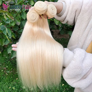 Mèches brésiliennes Remy lisses avec <span class=keywords><strong>Lace</strong></span> Closure transparente, blond miel 613, avec Closure, lots de 3 - Product Image 4