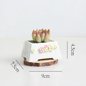 人工多肉植物 鉢植え ホワイトセラミックポット ミニ観葉植物 卓上用 植木鉢 - Product Image 5