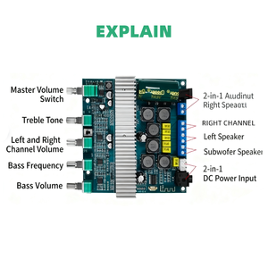 Carte d'amplificateur de puissance numérique TPA3116 5.0 haute puissance 12-24V 2.1 avec super subwoofer, amplificateur audio - Product Image 3