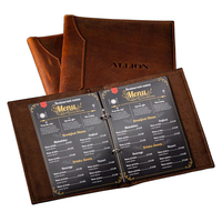 Couvertures de menu personnalisées en cuir véritable Crazy Horse, faites à la main, de luxe, modernes, portables, à double pliage, avec logo personnalisé pour cadeaux