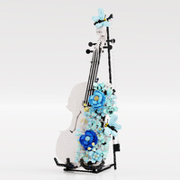 GQ-3030 Violon Fleur 40 Pièces Blocs de Construction en Plastique DIY Modèle d'Instrument de Musique Décoration Maison Cadeau pour Filles de 14 Ans et Plus