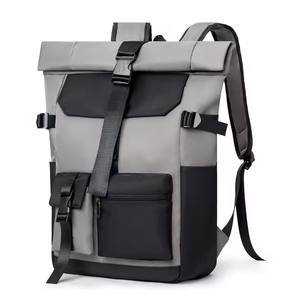 <span class=keywords><strong>Mochilas</strong></span> para ordenador portátil enrollables de negocios impermeables para hombre de cuero con compartimentos - Product Image 1