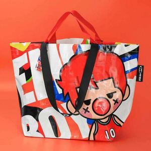 Sac fourre-tout tissé à la main en gros, personnalisé, en plastique laminé, publicitaire, grande capacité, pour cadeaux et vêtements, en stock - Product Image 6