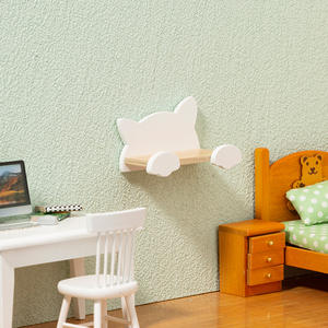 1:12 accesorios para casa de muñecas 0B11 gato blanco en miniatura estante de almacenamiento de madera colgador de pared DIY modelo de muebles de juguete hecho de madera - Product Image 4