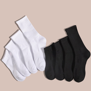 Chaussettes de sport épaisses pour hommes en tissu éponge blanc, chaussettes de course blanches et noires, chaussettes de basket-ball en coton - Product Image 1
