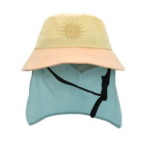 Custom Waterproof UPF50+ <b>Sun</b> Protect Surf Bucket <b>Hat</b> <b>With</b> <b>Neck</b> <b>Flap</b> Safety Chin Strap Quickly Dry Beach <b>Hat</b> - Product Image 1