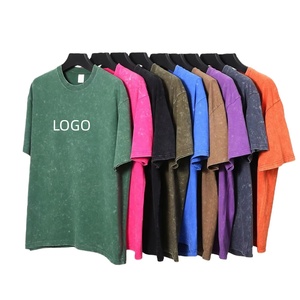 T-shirt homme 230g 100% coton, délavé à l'acide, effet vieilli, coupe ample, style streetwear, personnalisable avec logo. - Product Image 1