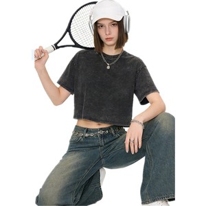 Vente en gros Printemps-Été Tissu tricoté 100% Coton 240 g/m² effet vieilli vintage, Logo personnalisé, Couleurs personnalisées, Respirant, Séchage rapide - Product Image 2