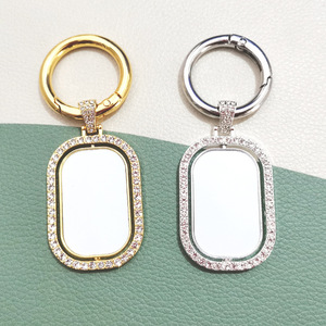 Promosyon süblimasyon boş anahtarlık aksesuarları eklemek döner çift taraflı yama dikdörtgen Snap düğmesi fonksiyonu anahtarlık - Product Image 3