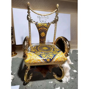 Poltrona di flanella intagliata oro <span class=keywords><strong>classica</strong></span> italiana per sala <span class=keywords><strong>da</strong></span> pranzo <span class=keywords><strong>camera</strong></span> <span class=keywords><strong>da</strong></span> letto Hotel Bar per soggiorno interno casa - Product Image 3