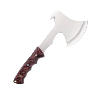 Outdoor Pakka Wood Handle 3Cr13 Axe Head Camping Tactical Survival Tomahawk Axe Hatchet with Rope Cutter