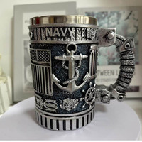 Mug à café en acier inoxydable de 12 onces au design d'avion créatif, tasse à eau pour le bureau ou les fêtes, pour l'armée, la marine, la marine de l'air