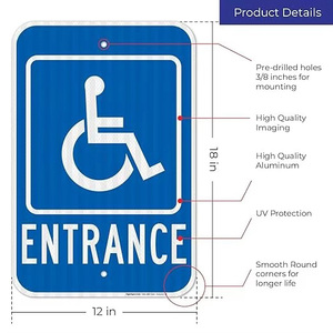Señal de entrada para discapacitados resistente a la intemperie de alta calidad personalizada de fábrica: reservada para discapacitados - Product Image 2