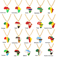 Collier pendentif en acier inoxydable émaillé avec carte du continent africain et drapeau national du Niger, cadeau souvenir patriotique tendance