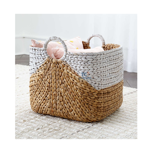 Wholesale Water Hyacinth <strong>Wicker</strong> <strong>Basket</strong> with Handles Eco-friendly Sundries Book Water Hyacinth <strong>Stair</strong> Storage <strong>Basket</strong> - Product Image 1
