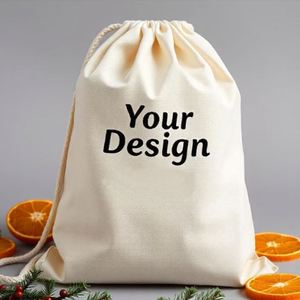 Unisex Custom <b>Drawstring</b> <b>Backpack</b> Lightweight Cotton Sports Gym Logo-Print Foldable Eco-Friendly Portable Reusable Festival - Product Image 1