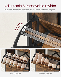 <span class=keywords><strong>VASAGLE</strong></span> Porte-chaussures autoportante à 3 volets Porte d'entrée Armoire à chaussures de ferme en bois cachée - Product Image 6