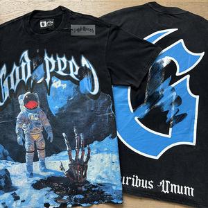 メンズヴィンテージウォッシュドスカルロックバンドTシャツ1.1ルーズカジュアルカップルベーシックTシャツユニセックス半袖Tシャツ - Product Image 1