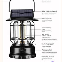 Lampe de camping portable solaire étanche rechargeable en ABS, lumière d'urgence LED, indice IP65, intensité réglable, certifiée CE, CRI élevé