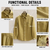 Chemise en popeline OEM personnalisée à micro-œillets, en coton lavé, avec poche plaquée, pour homme, style vintage printemps, faible MOQ