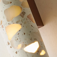 Applique murale en pierre de terrazzo Wabi Sabi, travertin naturel, minimaliste, lampe murale cylindrique LED pour restaurant, hôtel, couloir