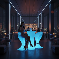 Table haute de bar LED en plastique contemporaine pour usage commercial et hôtelier avec batterie rechargeable 16 couleurs (TP110B)