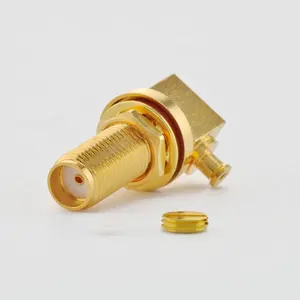 6GHz SMA Right Angle Waterproof Bulkhead Female Jack ip68 rf coaxial connectors Solder for 1.37mm Cable