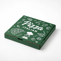 Boîte à pizza octogonale de luxe avec logo personnalisé, emballage en carton ondulé vert avec trous de ventilation