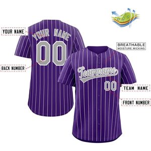 Camiseta de Béisbol Personalizada con Rayas, Cierre de Botones, Nombre del Equipo Bordado 00, Unisex, Absorbe la Humedad, Corte Regular, Manga Corta - Product Image 2