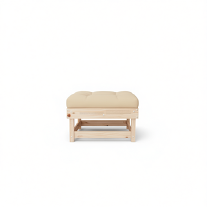 Repose-pieds de patio en bois de pin massif avec coussin, mobilier d'extérieur rustique et moderne pour assise de patio, capacité 1 personne - Product Image 1