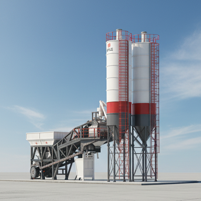 High Efficiency HZS75A Batch Plant Concrete Stationary Concrete Mixing Equipment for Civil Engineering Works