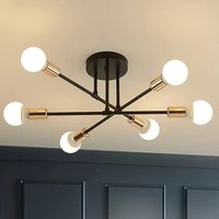 Plafonnier LED Sputnik moderne nordique à 6 lumières, en métal doré, semi-encastré, avec contrôle par capteur, CRI 95, blanc chaud 3500K