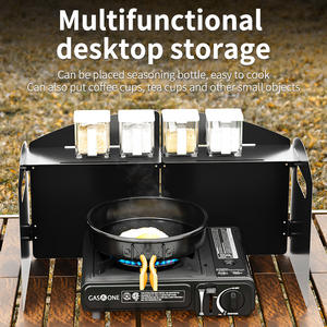 Déflecteur de vent portable pour camping, pliable, en alliage de zinc et de fer, rectangulaire, pour réchaud extérieur, avec planche de rangement - Product Image 2