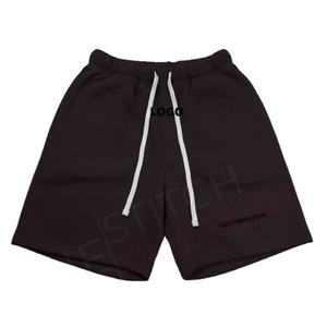 Shorts de sport pour hommes en coton de haute qualité, unis, avec logo brodé personnalisé, surdimensionnés - Product Image 3