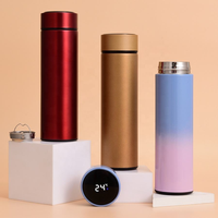 Bouteille d'eau de voyage isotherme en acier inoxydable 500 ml (17 oz) avec affichage LED de la température, anti-fuite, sans BPA, design minimaliste