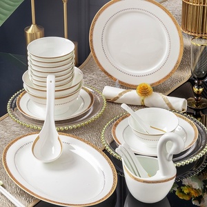 Service de table en céramique de Jingdezhen, comprenant des bols et assiettes en porcelaine fine Phnom Penh, des bols domestiques et des baguettes, idéal pour la table d'hôtel et comme cadeau - Product Image 4