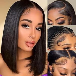 Perruque <span class=keywords><strong>Bob</strong></span> Lace Front en Cheveux Brésiliens Remy avec Dentelle Transparente, Courte, Décolorée, Sans Colle, Prête à l'Expédition <span class=keywords><strong>pour</strong></span> Femmes Africaines - Product Image 2