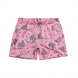 Shorts de Baño para Hombre con Estampado de Velero Rosa, Cordón Ajustable, Secado Rápido, Traje de Baño Casual para Playa - Product Image 4