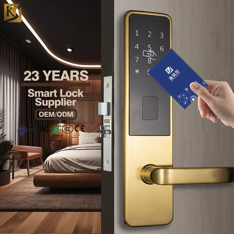 Cerradura inteligente RFID TTLOCK para hotel, manija de puerta de tarjeta RF electrónica, cerradura de puerta de hotel con sistema de software de gestión