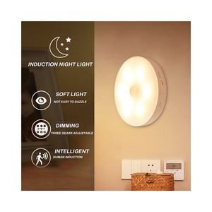 Luces Nocturnas LED Inalámbricas USB, 8 Bombillas, Sensor de Movimiento, Luces para Gabinetes, Dormitorio, Baño, Escritorio, Cuna, Estilo Contemporáneo, Color Blanco, para Hoteles - Product Image 6
