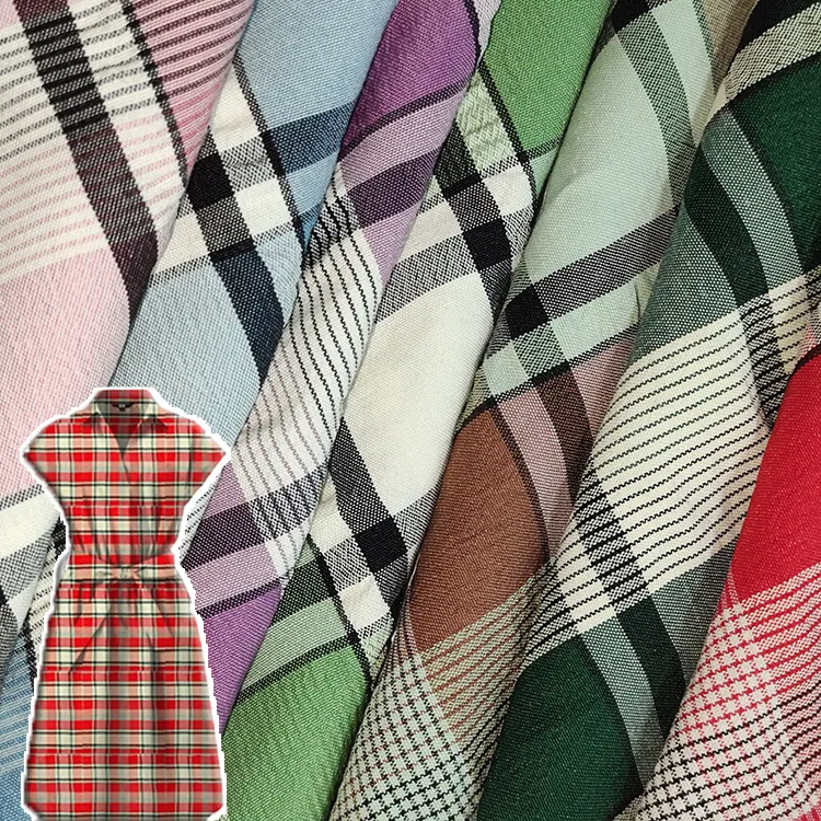 Vải Dệt Thiết Kế Kiểm Tra Vải Twill TR Sợi Nhuộm Kẻ Sọc Vải Rayon Polyester Cho Quần Bộ Váy