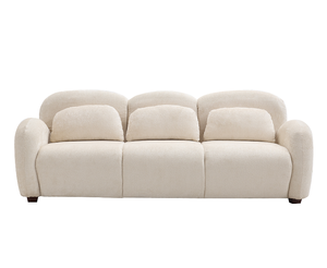 <b>Modern</b> Convertible 3 Seater Boucle Fabric <b>Sofa</b> <b>Bed</b> Set with 3 Pillows for Bedroom Office Apartment Beige - Product Image 2