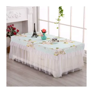 Wholesale dust proof fabric waterproof party table cloth wedding art lace custom rectangular fancy table skirt