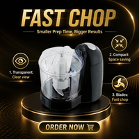 RSC Multi-Purpose 100W Penggiling Makanan Elektrik Kapasitas 350ml untuk Bawang Putih Bawang Merah Daging, Pengolah Makanan 1.5 Cup Perlengkapan Dapur Esensial S018