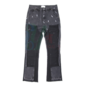 Pantalones acampanados personalizados para hombre, ropa de calle Vintage de alta calidad, pantalones <span class=keywords><strong>vaqueros</strong></span> acampanados personalizados con pintura de grafiti - Product Image 4